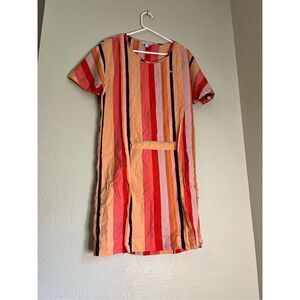 Lacoste striped pink orange striped mini dress 34